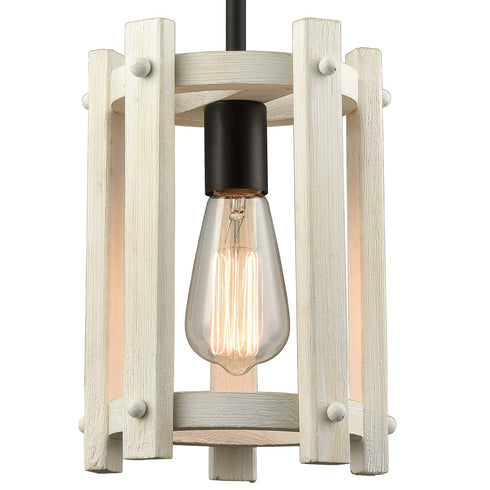 Modern Farmhouse Wood Pendant Light Fixture Black Finish